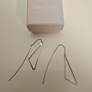 Silver Geometric Pull Through Earrings NIB